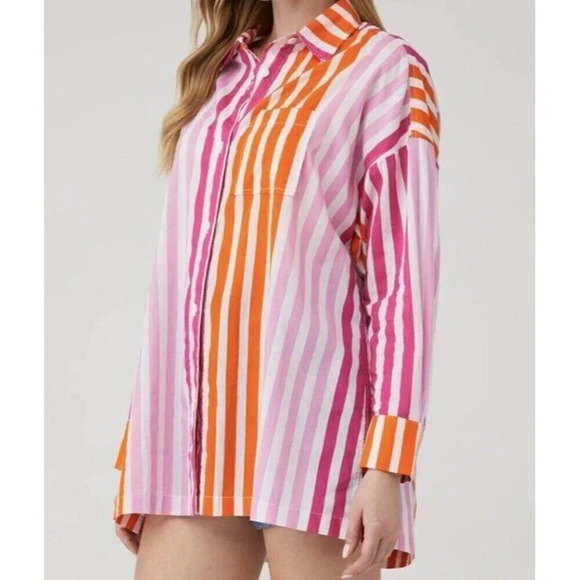 NWOT Beach Riot Alexa Top in Colorful Sunset Stripes, Size L/XL - - Picture 2 of 8